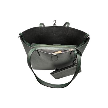 SAC CABAS CUIR GRAINE OLIVIA VERT 3