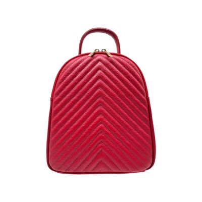 RED VALERIE GRAINED LEATHER BACKPACK