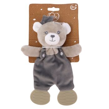 DODO D'AMOUR - Doudou de Dentition - Ours - 052390 - Assortiment Gris Beige ou Moutarde - Naissance - Peluche - Bébé - Rassurant - Doux - Lavable - 25 cm x 10 cm - À Partir de 0 mois 3