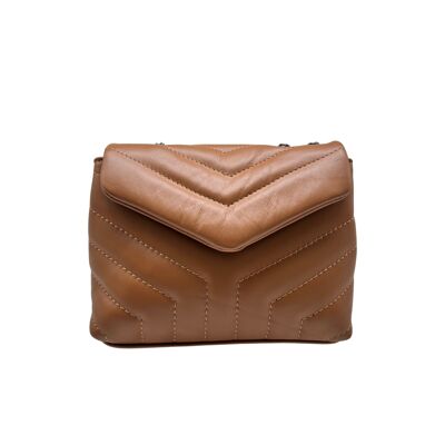 DIANE CAMEL QUILTED LEATHER BAG