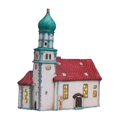 Iglesia en Wasserburg/Lago de Constanza, de porcelana, (An/Al/Pr) 19x24x12 cm