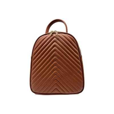 VALERIE CAMEL GRAINED LEATHER BACKPACK