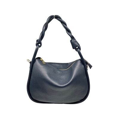 BLUE ALINE GRAIN LEATHER SHOULDER BAG