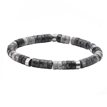 Bracelet perles heishi en jaspe noir et gris 4