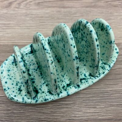 Toastständer mit gesprenkelter grüner Glasur