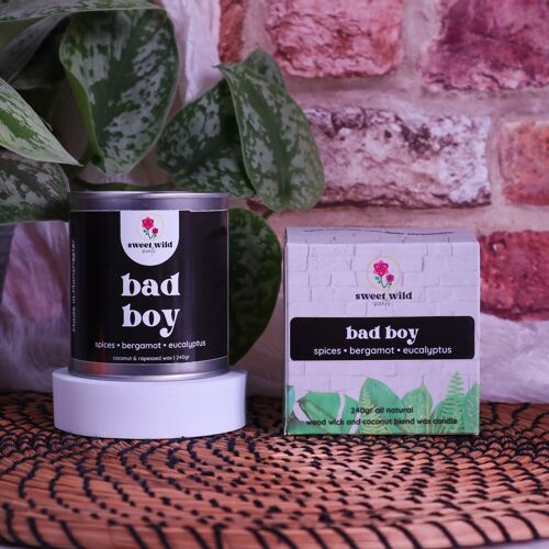 Natural Wax Candle Bad Boy  - spices • bergamot • eucalyptus - 240g