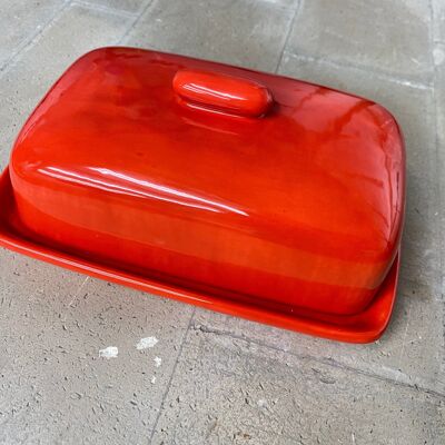 Butter Dish Red Glaze