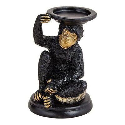 Kerzenhalter Affe aus Poly Schwarz (B/H/T) 13x20x13cm