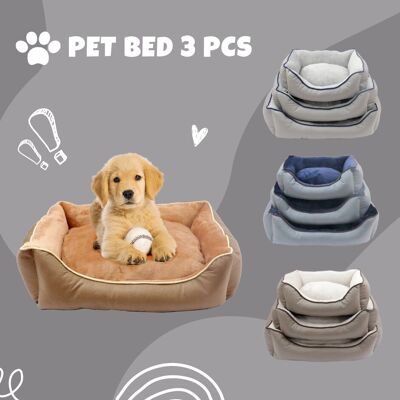 3 Pcs Cama De Perro - Alcantara (4 Colores)