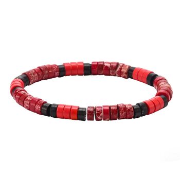 Bracelet perles heishi pierre de corail et jaspe impérial rouge 4