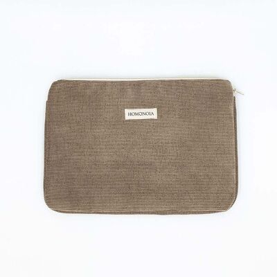 Taupe corduroy computer case