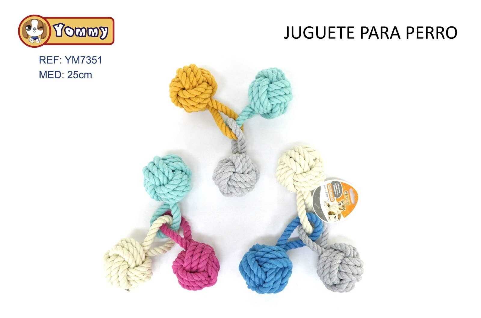 Juguete De Perros Cuerda Con Bola De Nudos Con Colores