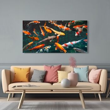 Peinture sur toile : Teo Rizzardi, Étang avec poissons Koi 2