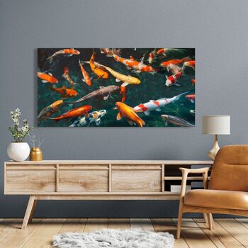 Peinture sur toile : Teo Rizzardi, Étang avec poissons Koi 3