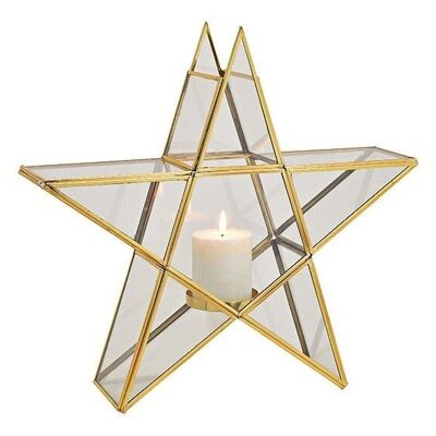 Lantern star, for 1 piece. Candle made of glass, metal gold (W/H/D) 40x39x10cm