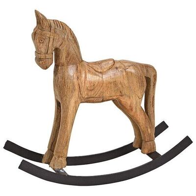 Cavallo a dondolo in legno di mango marrone (L / A / P) 34x28x10cm