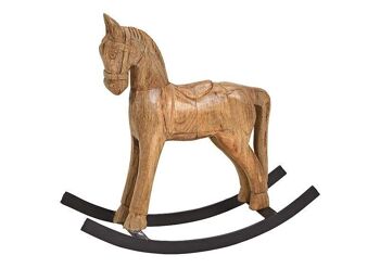 Cheval à bascule en bois de manguier marron (L/H/P) 34x28x10cm