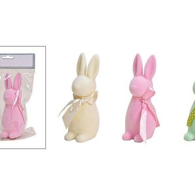 Coniglio floccato in plastica, 3 pieghe colorate