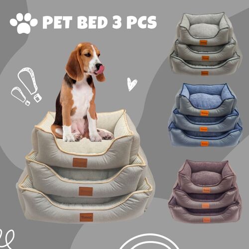 3 Pcs Cama De Perro Alcantara Interior De Pana (4 Colores)