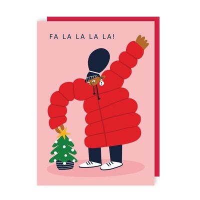 Lustige Weihnachtsbaum-Puffa-Jacken-Schneemann-Weihnachtskarte, 6er-Pack