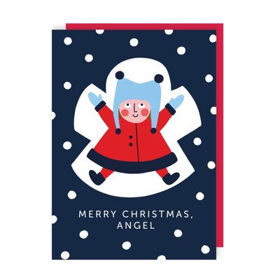 Paquete de 6 tarjetas navideñas infantiles con bonito ángel de nieve
