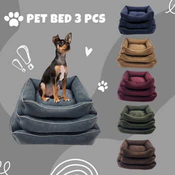 3 pièces Cama De Perro De Gamuza (5 couleurs) 3