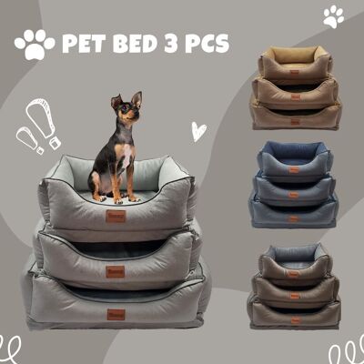 3 Pcs Cama De Perro Alcantara De Microfibra 4 Colores