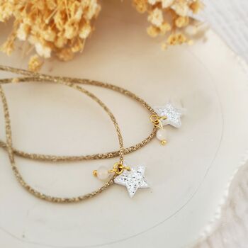 Bracelet cordon brillant étoile et perle naturelle 2