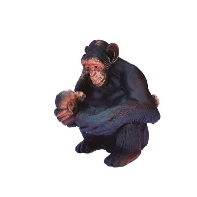 Little Wild Figure Mom Chimpanzee and Baby - 6.4 cm - Comansi Little Wild toy figure
