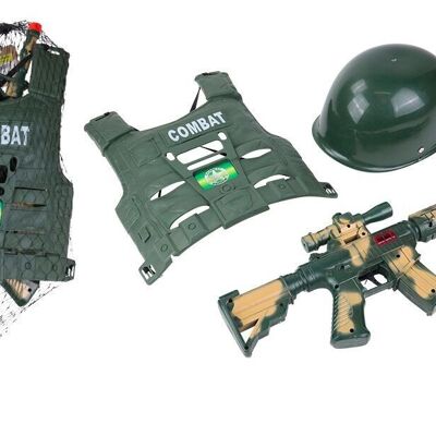 EUROPEAN FORCE - Set Du Soldat - Accessoires de Déguisement - 181309 - Noir - Plastique - Militaire - Jouet Enfant - Carnaval - Costume - 54 cm x 20 cm - À Partir de 3 ans