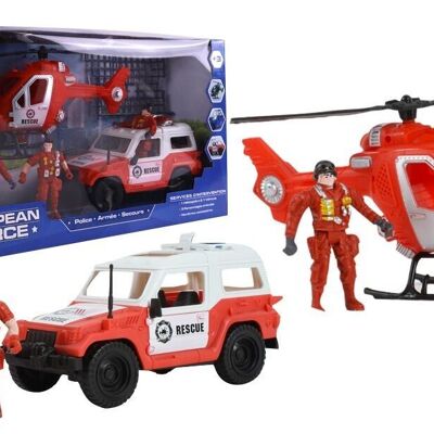 EUROPEAN FORCE - Coffret Intervention Pompier - Véhicules d'Interventions - 093477 - Rouge - Plastique - Militaire - Jouet Enfant - Miniature - 43 cm x 25 cm - À Partir de 3 ans