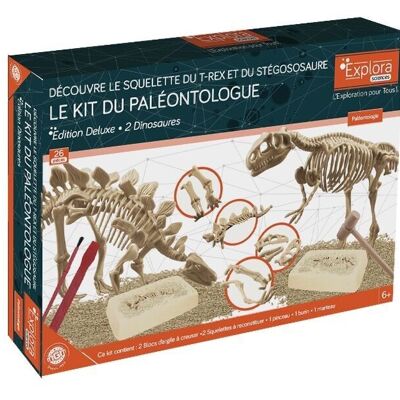 EXPLORA - 2 Squelettes de Dinosaures - Kit De Paléontologue - 039402 - Plâtre à Creuser - Kit de Découverte - Jeu Pour Enfant - Scientifique - Aventure - Ludique - Fossiles - À Partir de 6 ans