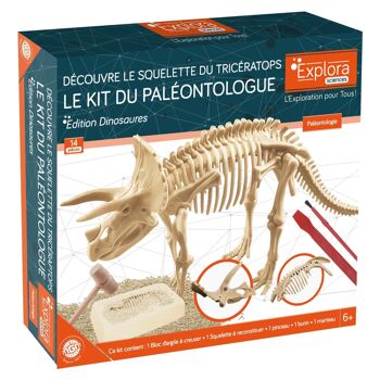 EXPLORA - Tricératops - Kit De Paléontologue - 039399 - Plâtre à Creuser - Dinosaures - Kit de Découverte - Jeu Pour Enfant - Scientifique - Éducatif - Aventure - Ludique - Jouet - À Partir de 6 ans 2