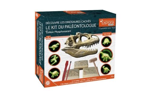 EXPLORA - Dinosaures Phosphorescents - Kit De Paléontologue - 039400 - Plâtre à Creuser - Kit de Découverte - Jeu Pour Enfant - Scientifique - Éducatif - Aventure - Jouet - À Partir de 5 ans