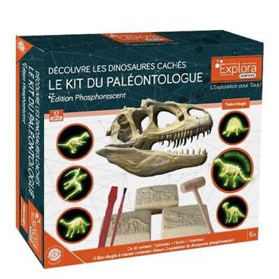 EXPLORA - Dinosaures Phosphorescents - Kit De Paléontologue - 039400 - Plâtre à Creuser - Kit de Découverte - Jeu Pour Enfant - Scientifique - Éducatif - Aventure - Jouet - À Partir de 5 ans