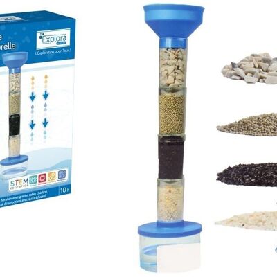 EXPLORA - Expérience Filtration De L'Eau - Expérience Scientifique - 547435 - Notice d'Assemblage et Quiz Éducatif - Nature - Purification - Kit de Découverte - Scientifique - À Partir de 10 ans