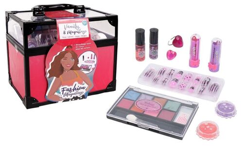 FASHION MAQUILLAGE - Valise Beauté - Maquillage - 258009 - Rose - Plastique - Jeu pour Enfant - Ongles - Beauté - Peau Sensible - Testé Par un Laboratoire Français - À Partir de 5 ans