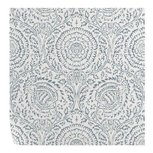 Shabby Chic White and Blue Damask Floral Wallpaper