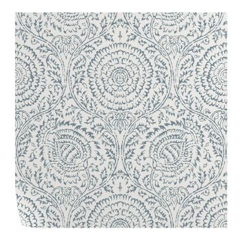 Papier peint floral damassé blanc et bleu Shabby Chic 1