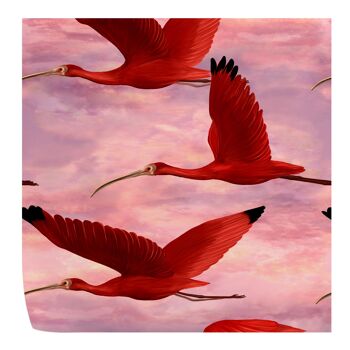 Papier peint oiseaux roses tropicaux au coucher du soleil 1
