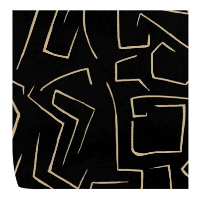 Abstrakte schwarz-goldene Graffiti-Tapete mit Streifen