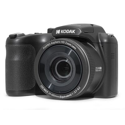 KODAK Pixpro Astro Zoom AZ255 - Fotocamera bridge digitale da 16 Mpixel, zoom ottico 25X, video HD 1080p, grandangolo da 24 mm, stabilizzatore ottico di immagine, schermo LCD da 3, batteria AA - Nero
