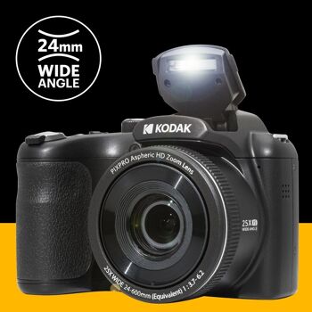 KODAK Pixpro Astro Zoom AZ255 - Appareil Photo Bridge Numérique 16 Mpixels, Zoom Optique 25X, Video HD 1080p, Grand Angle 24 mm, Stabilisateur Optique de l'image, Ecran LCD 3, Pile AA - Noir 6