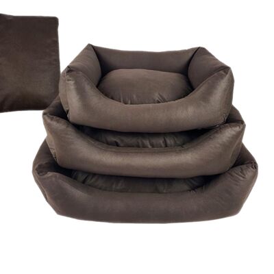 3 Pcs Cama De Perro De Gamuza Color Liso Marron