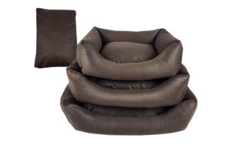 3 Pcs Cama De Perro De Gamuza Couleur Liso Marron 2