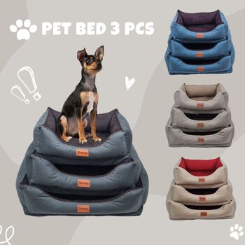 3 pièces Cama De Perro Con Forro imperméable (4 couleurs) 13