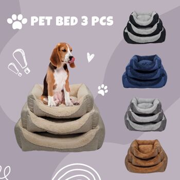 Pack De 3 Cama De Perro Lino Algodón Engrosado (5 Couleurs) 8