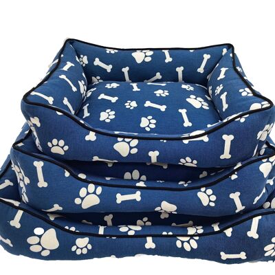 3 Pcs Cama De Perros Algodon Estampado De Huesos 2 Colores