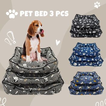 3 pièces Cama De Perros Algodon Estampado De Huesos 2 couleurs 2