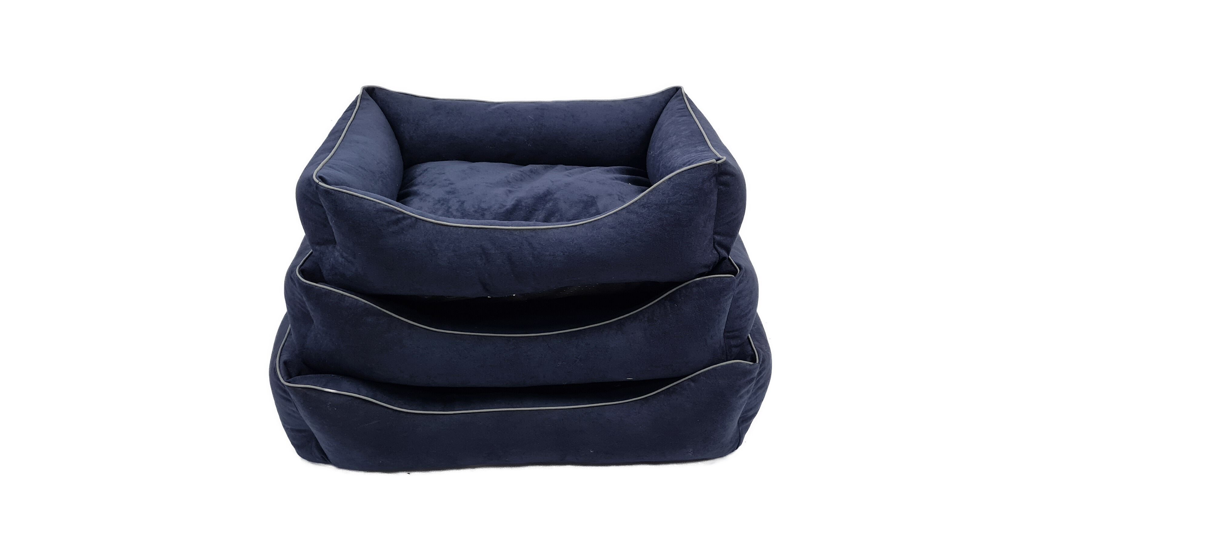 3 Pezzi Cama De Perro De Gamuza Antiresbaladizo Azul Marino